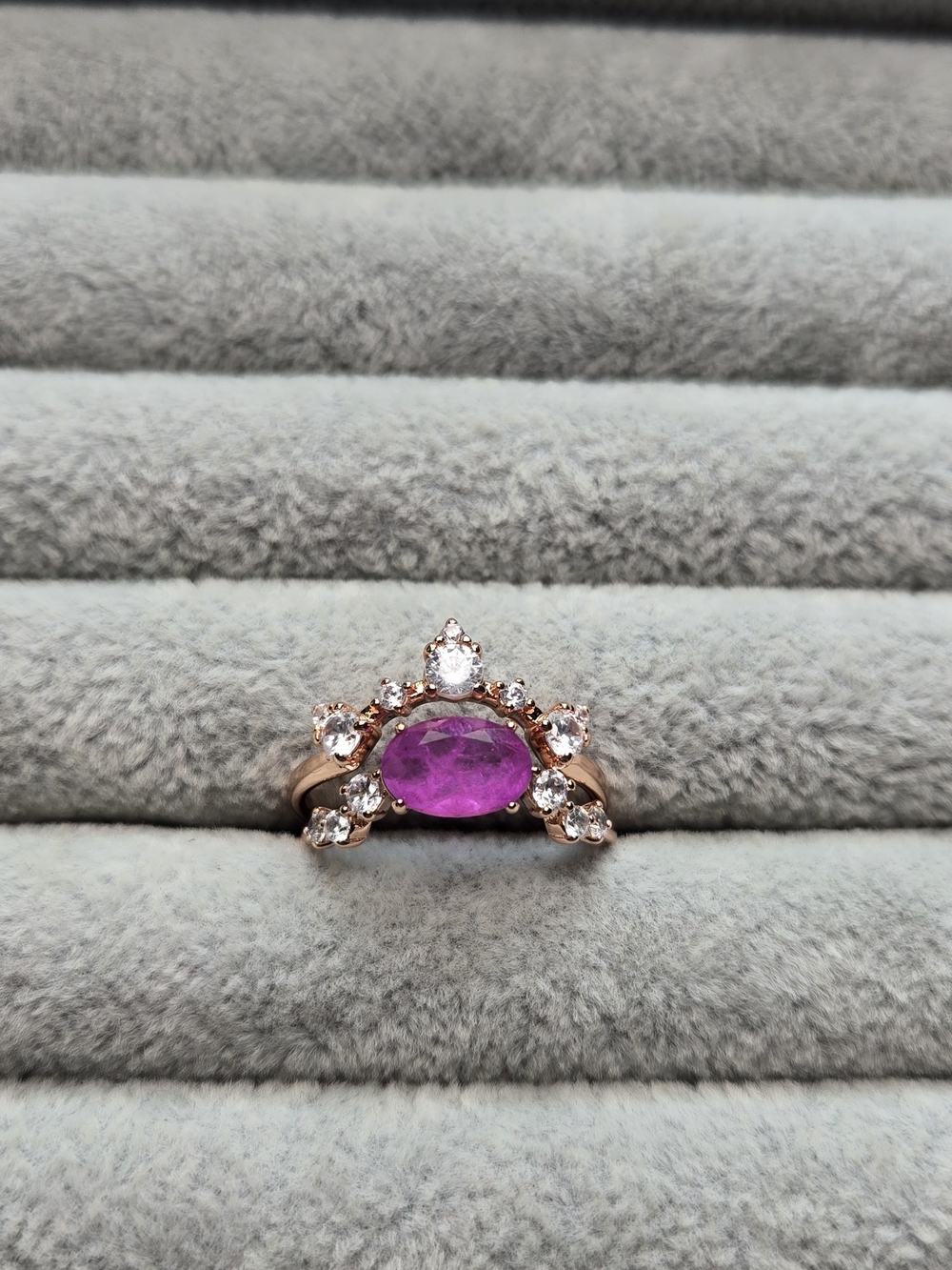 Size 8 2 Piece Pink Topaz Rose Gold Plated Bomb Party Ring